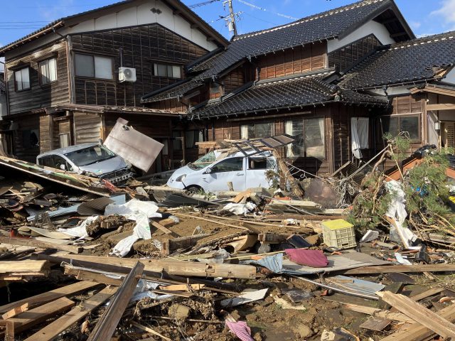 石川県珠洲市の被災のようす(2024/1/6、中央共同募金会撮影)/